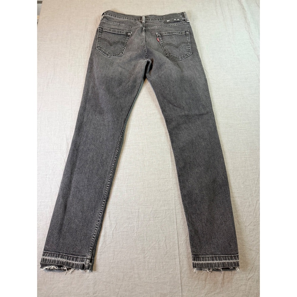 Levi's Jeans 511 Slim Fit Black Wash Distressed Hem Denim Men's Size 30x32 - Picture 11 of 13